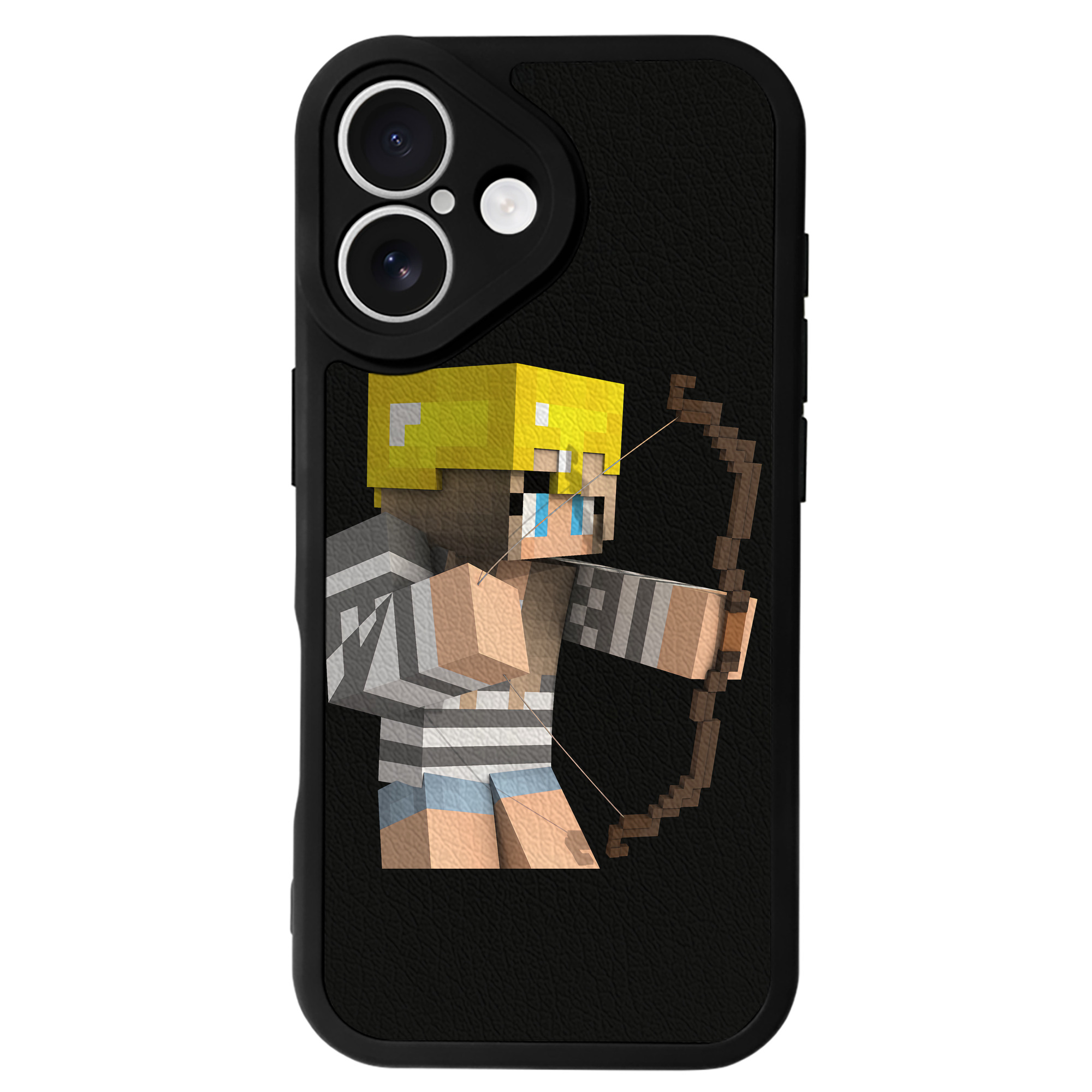 （画像用） マインクラフト ブロックの世界 Minecraft MC Block world 【iPhone 16シリーズ対応】シリコンスマホケース（レザー調） 材質：シリコン